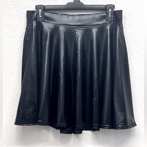 Women's Metallic Skirt Ballet Dance Disco Pleather Skater Holographic Skirt - L